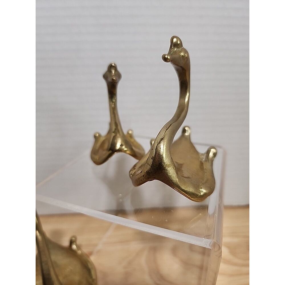 Brass Swan Rockers Trio Trinket Figurines 4" 3" 2.5" Set Vintage - Picture 5 of 6